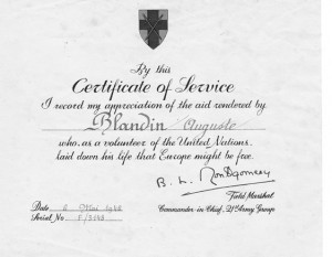 Auguste Blandin certificat